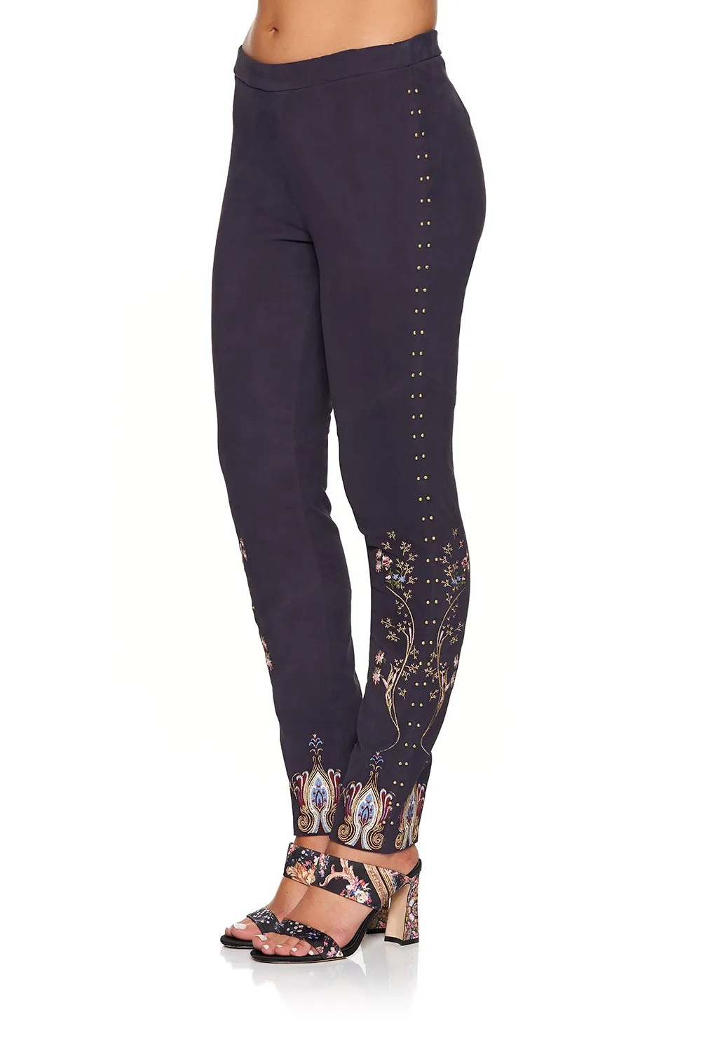 ELASTIC WAISTBAND SUEDE LEGGINGS WILD FLOWER
