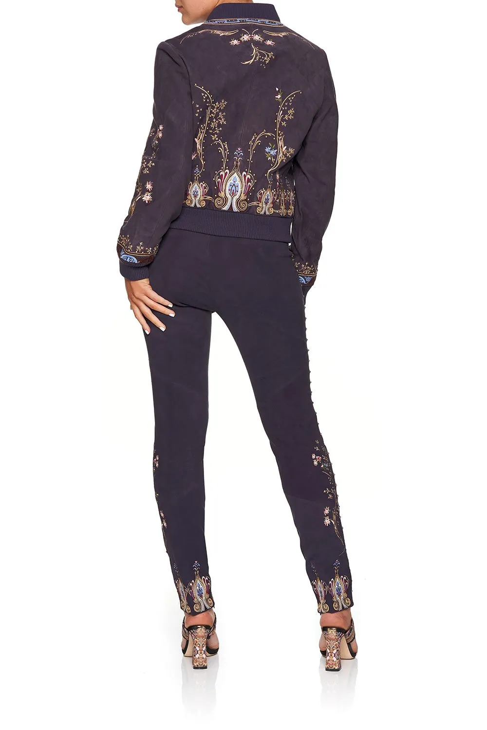ELASTIC WAISTBAND SUEDE LEGGINGS WILD FLOWER