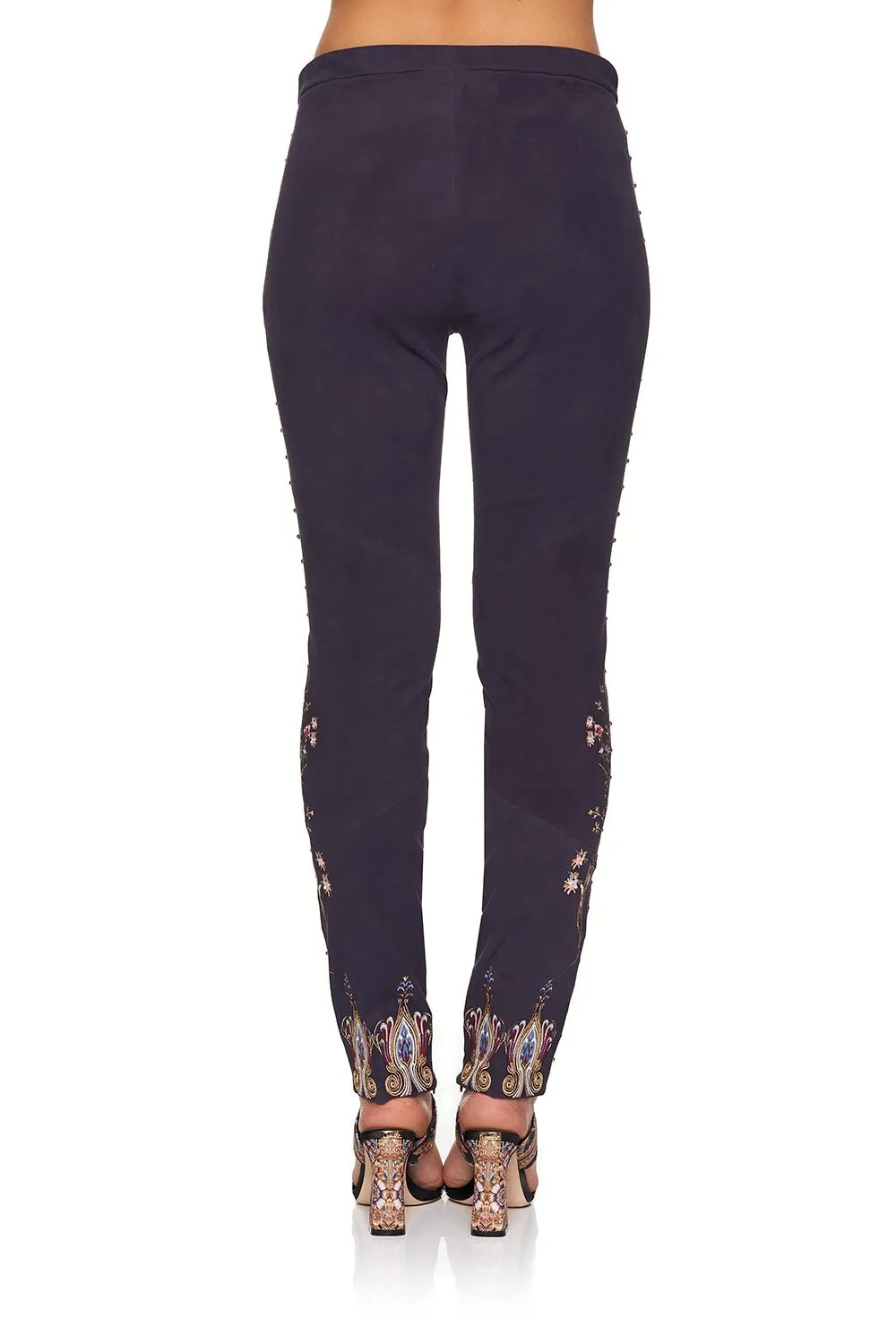 ELASTIC WAISTBAND SUEDE LEGGINGS WILD FLOWER