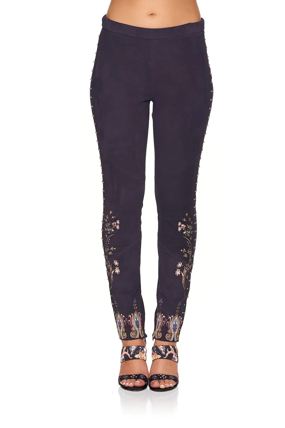 ELASTIC WAISTBAND SUEDE LEGGINGS WILD FLOWER