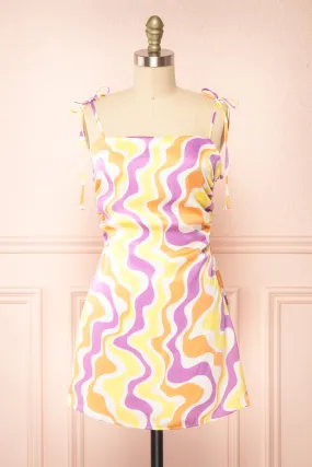 Electra | Short Patterned Satin Dress
