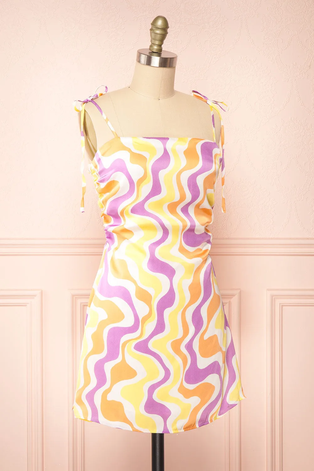 Electra | Short Patterned Satin Dress