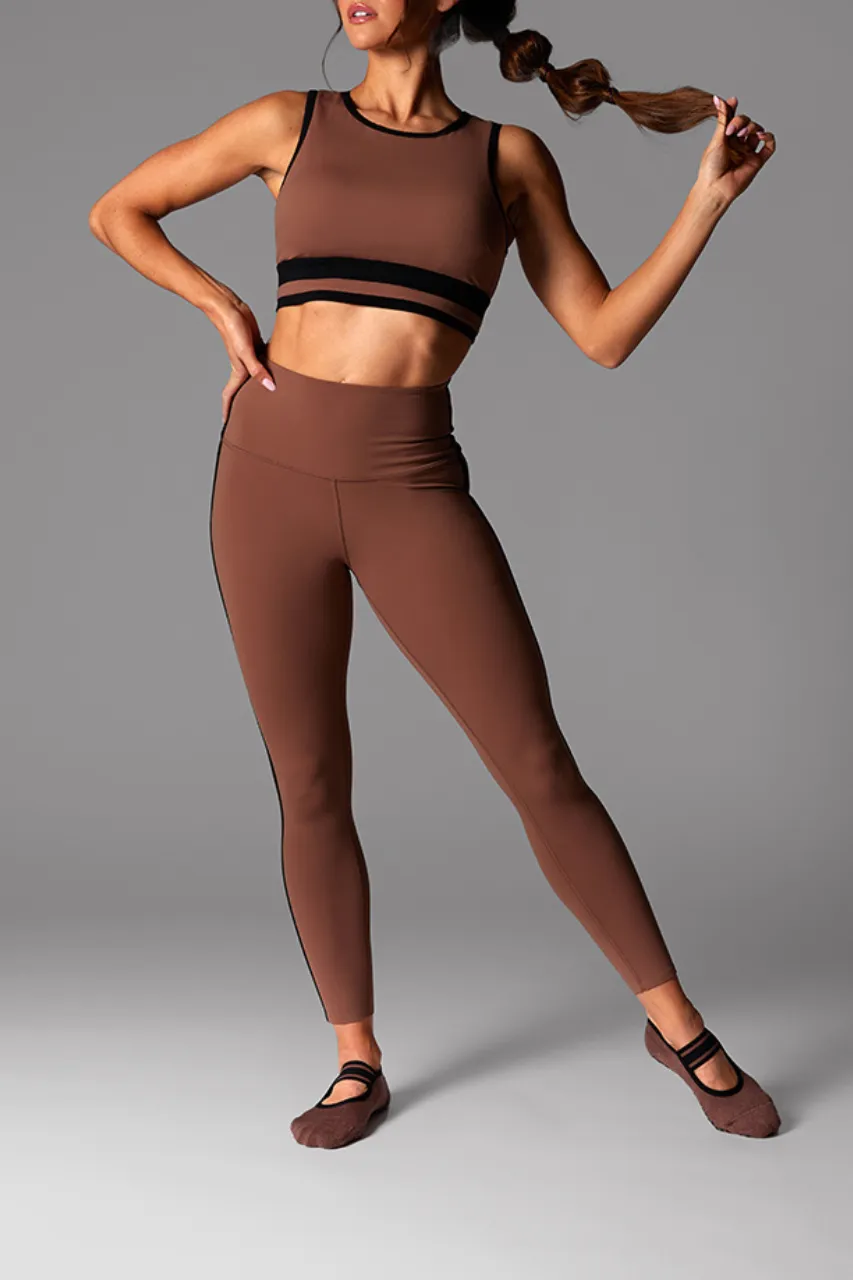 High Waisted 7/8 Legging -Clove/Ebony