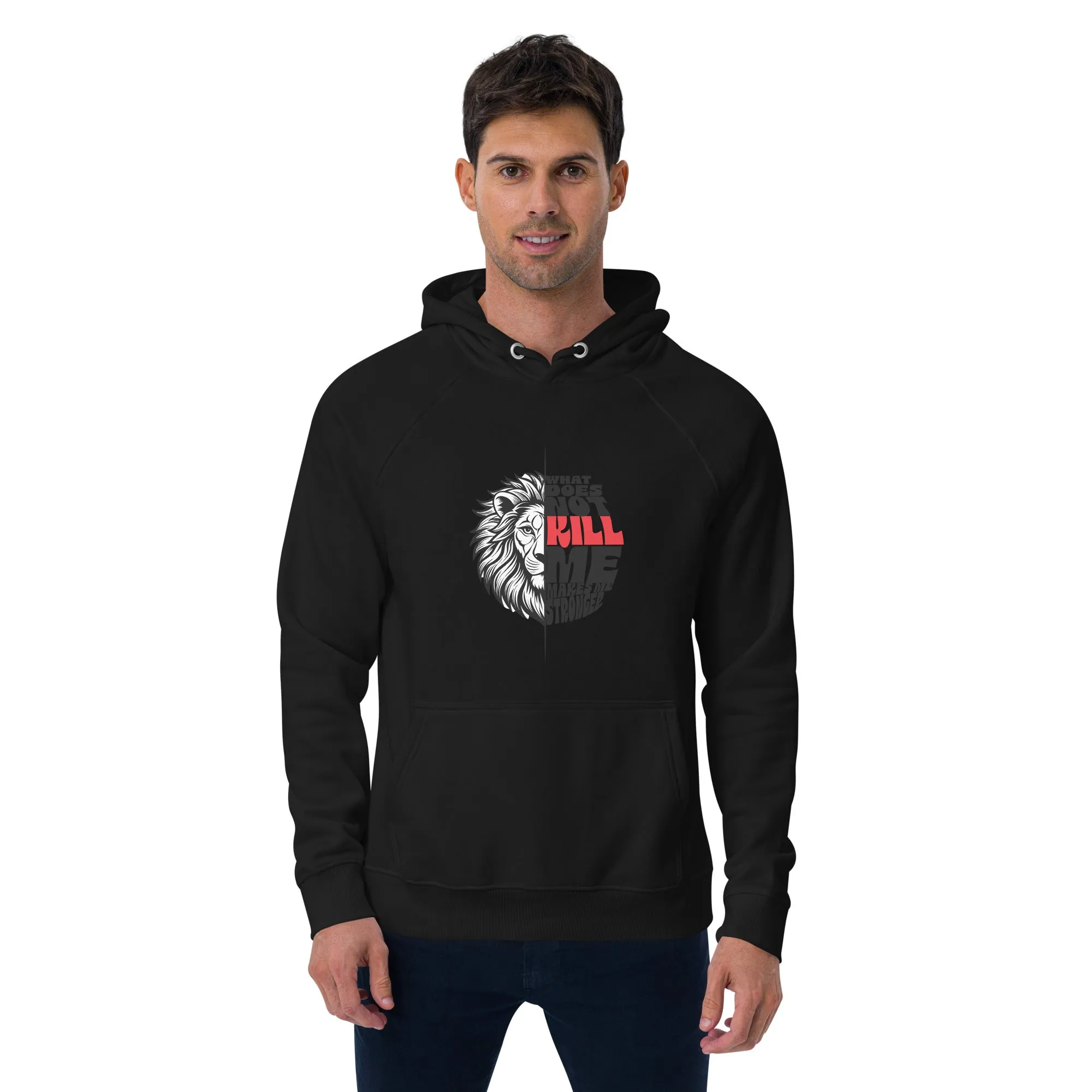 Lion Typography Graphic Men Eco Raglan Hoodie