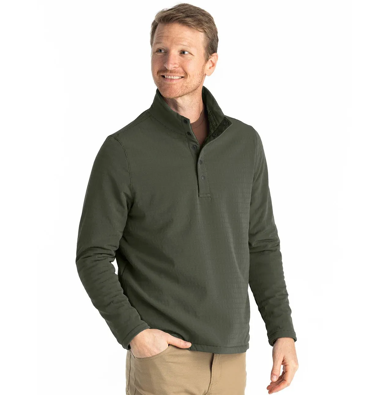 M GRIDBACK FLEECE SNAP PULLOVER