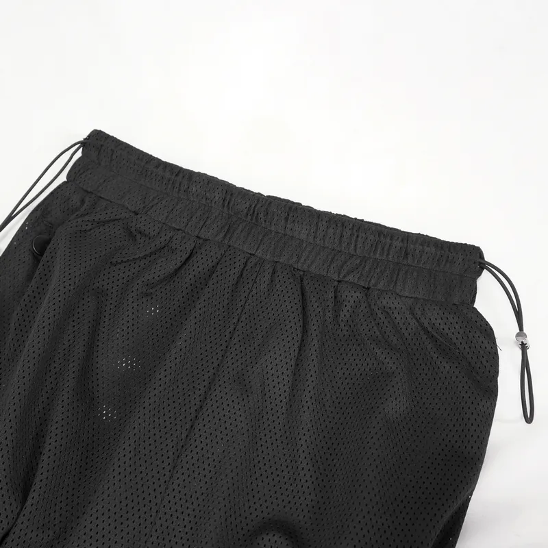 Women's Mesh Buttoned Jogger Pants / Punk Side Openings Wide Trousers